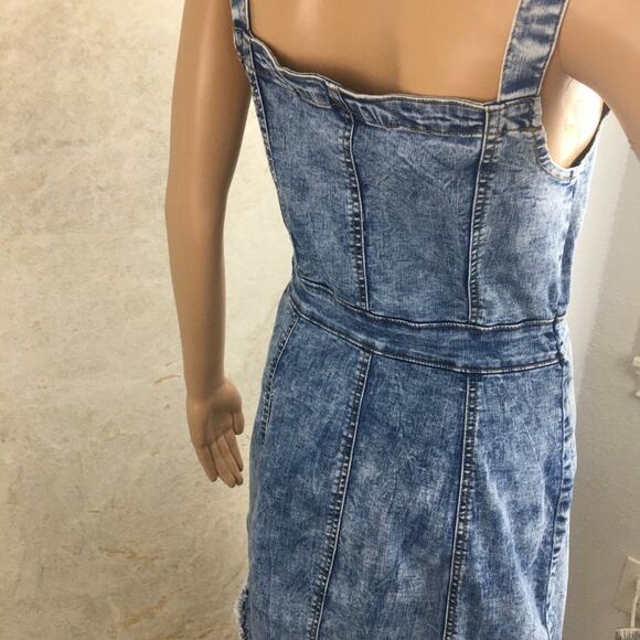 CISono Women's Acid Washed Denim Dress Bib Over-all Style Size S - Picture 3 of 16